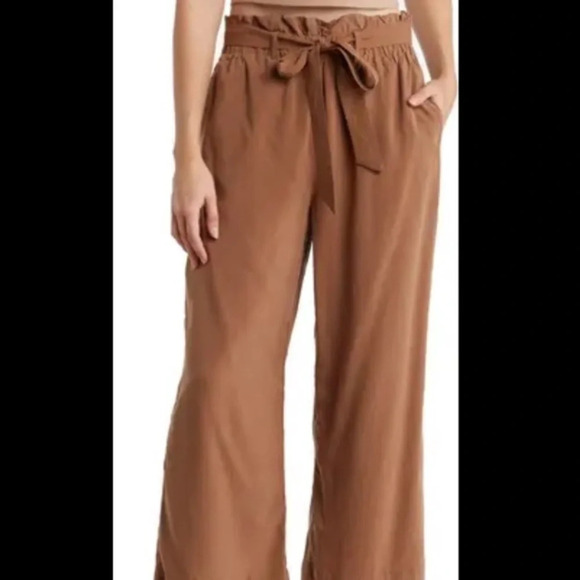 Thread & Supply Paperbag Waist Wide Leg Pants Brown Size Small - Picture 1 of 4